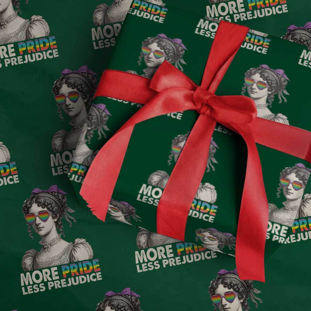 More Pride Less Prejudice Wrapping Paper Roll LGBTQ Proud Ally Pride Month TS10 Green Print Your Wear