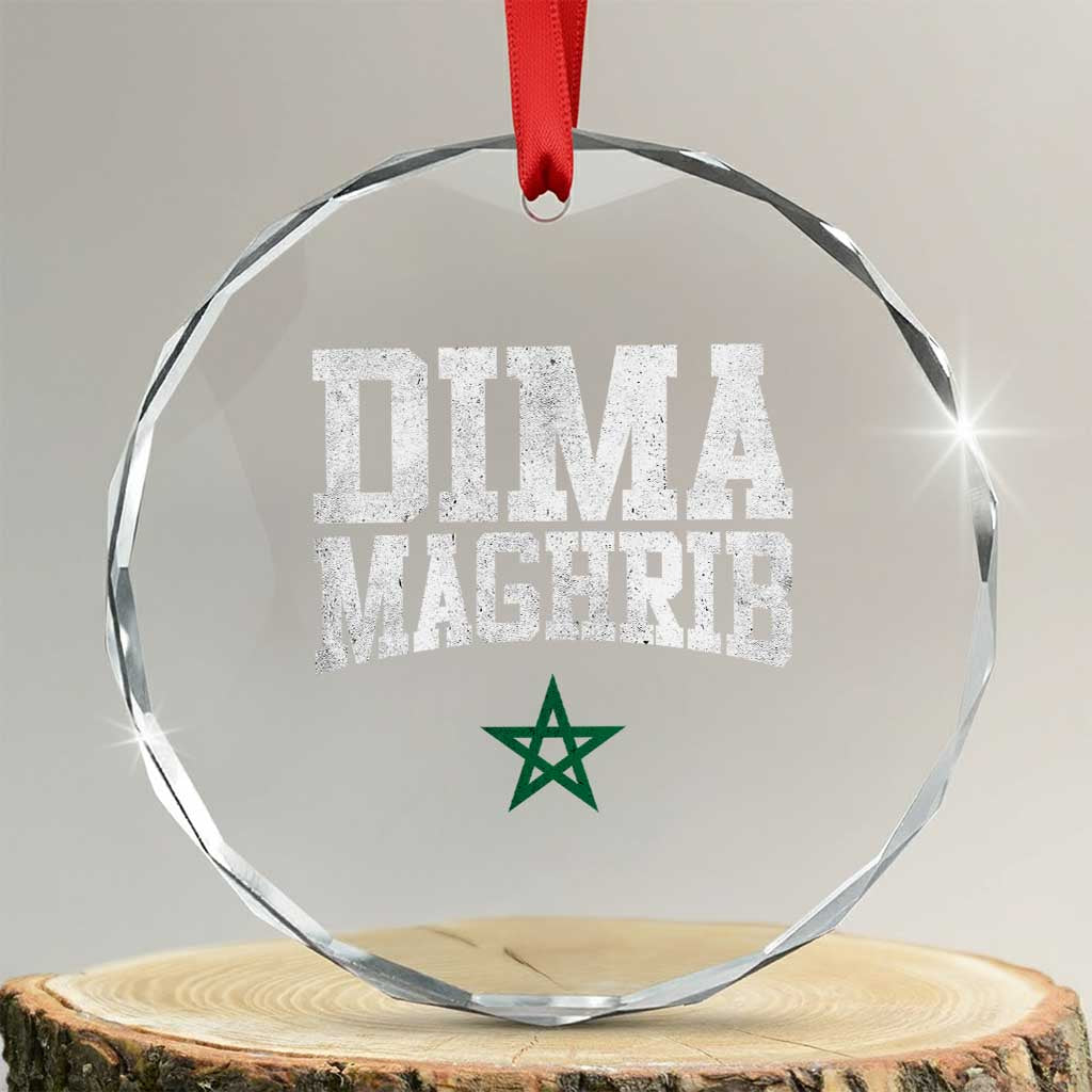 Moroccan Dima Maghrib Flag of Morocco Vintage Green Star Patriotic Crystal Glass Ornament TS11 Transparent Glass 3'' Circle Print Your Wear