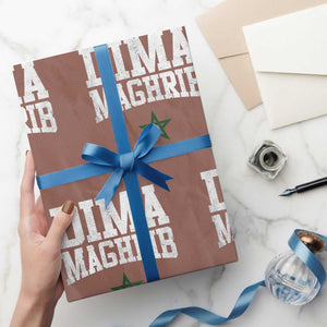 Moroccan Dima Maghrib Flag of Morocco Vintage Green Star Patriotic Wrapping Paper Roll TS11 Mocha Print Your Wear