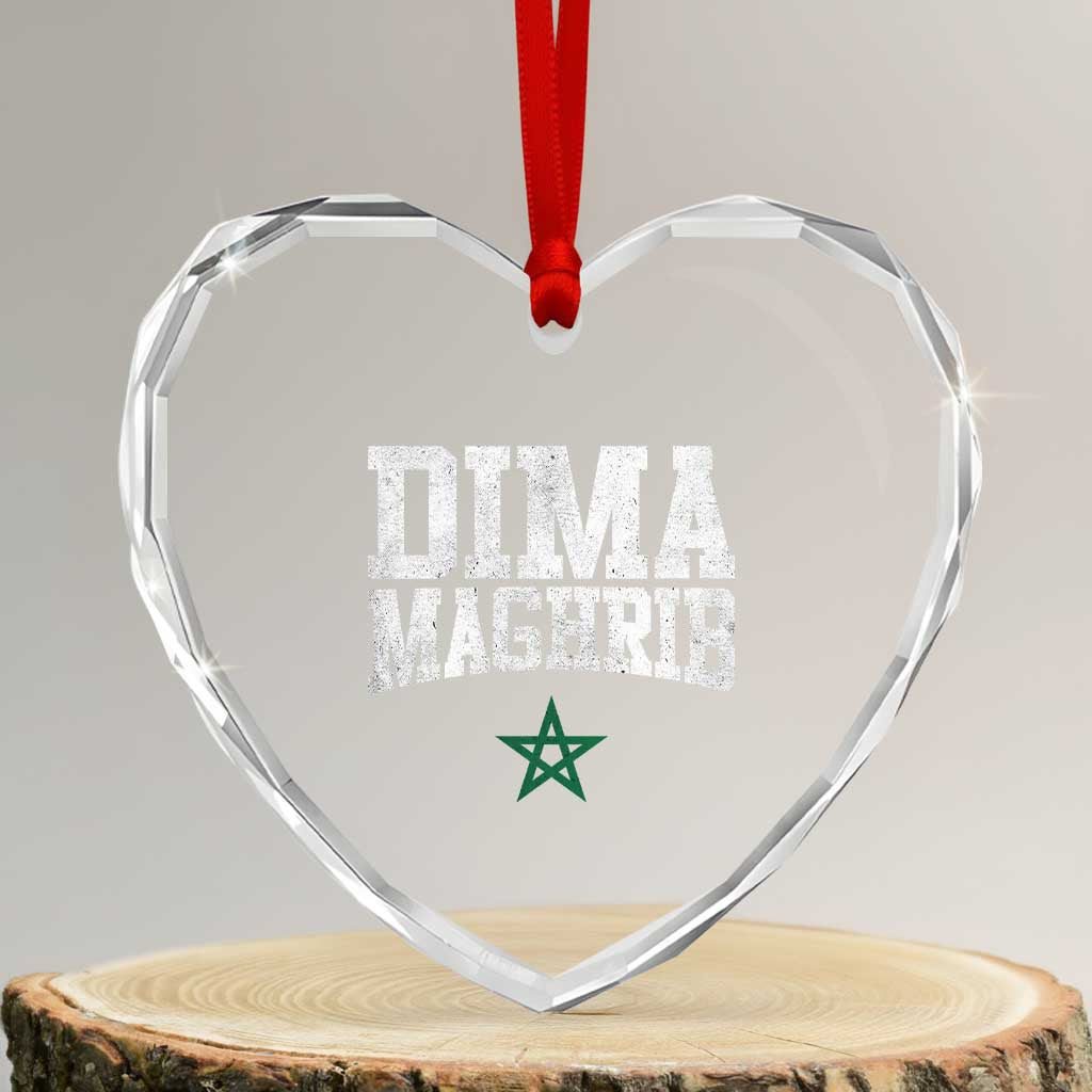 Moroccan Dima Maghrib Flag of Morocco Vintage Green Star Patriotic Heart Crystal Glass Ornament TS11 Transparent Glass 3'' Heart Print Your Wear