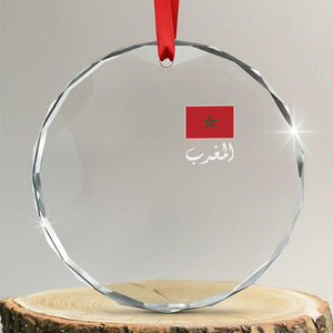 Moroccan Heritage Vintage Marocco Flag with Arabic Characters Crystal Glass Ornament TS11 Transparent Glass 3'' Circle Print Your Wear