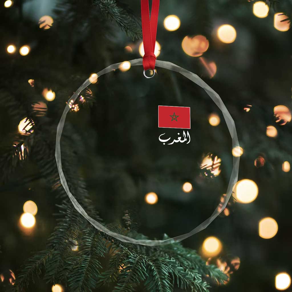 Moroccan Heritage Vintage Marocco Flag with Arabic Characters Crystal Glass Ornament TS11 Print Your Wear