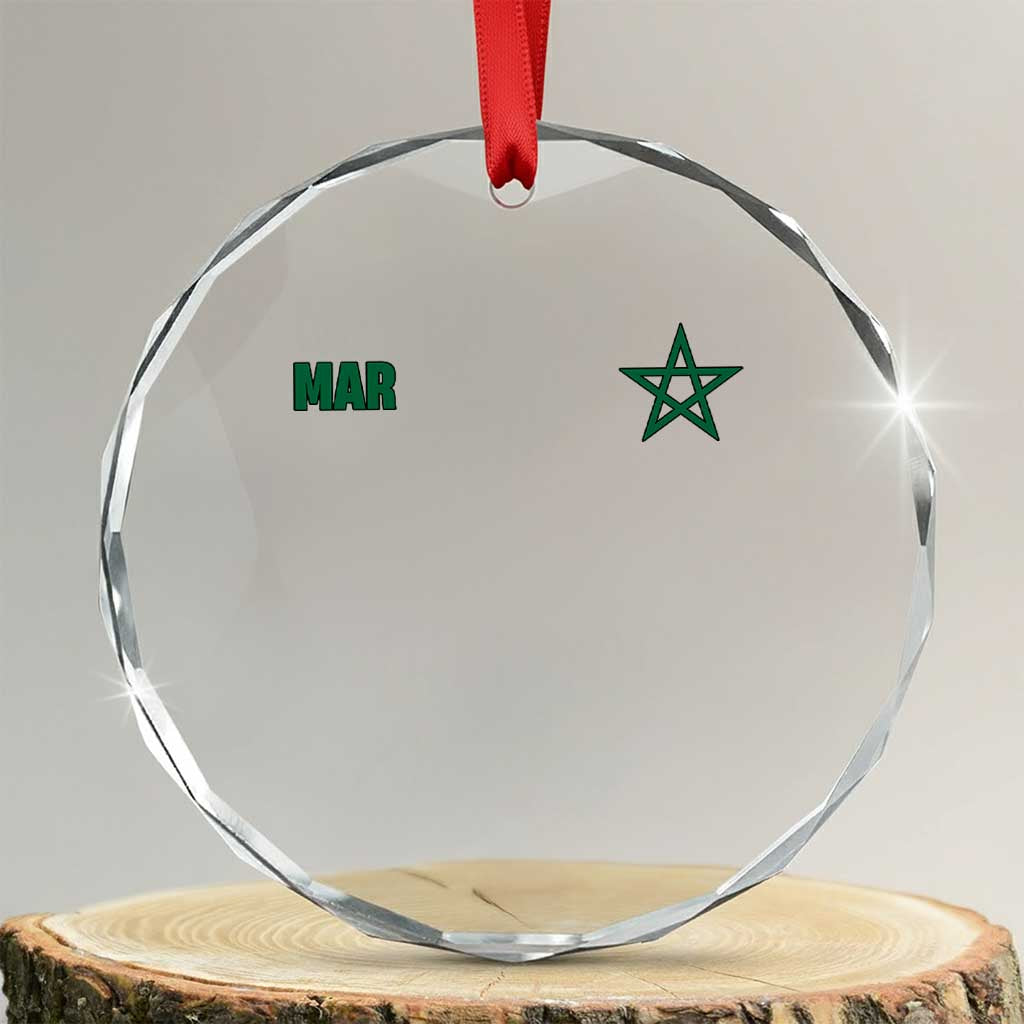 Morocco Crystal Glass Ornament Green Star Minimalist Patriotic Pride Gift for Proud Moroccan TS10 Transparent Glass 3'' Circle Print Your Wear