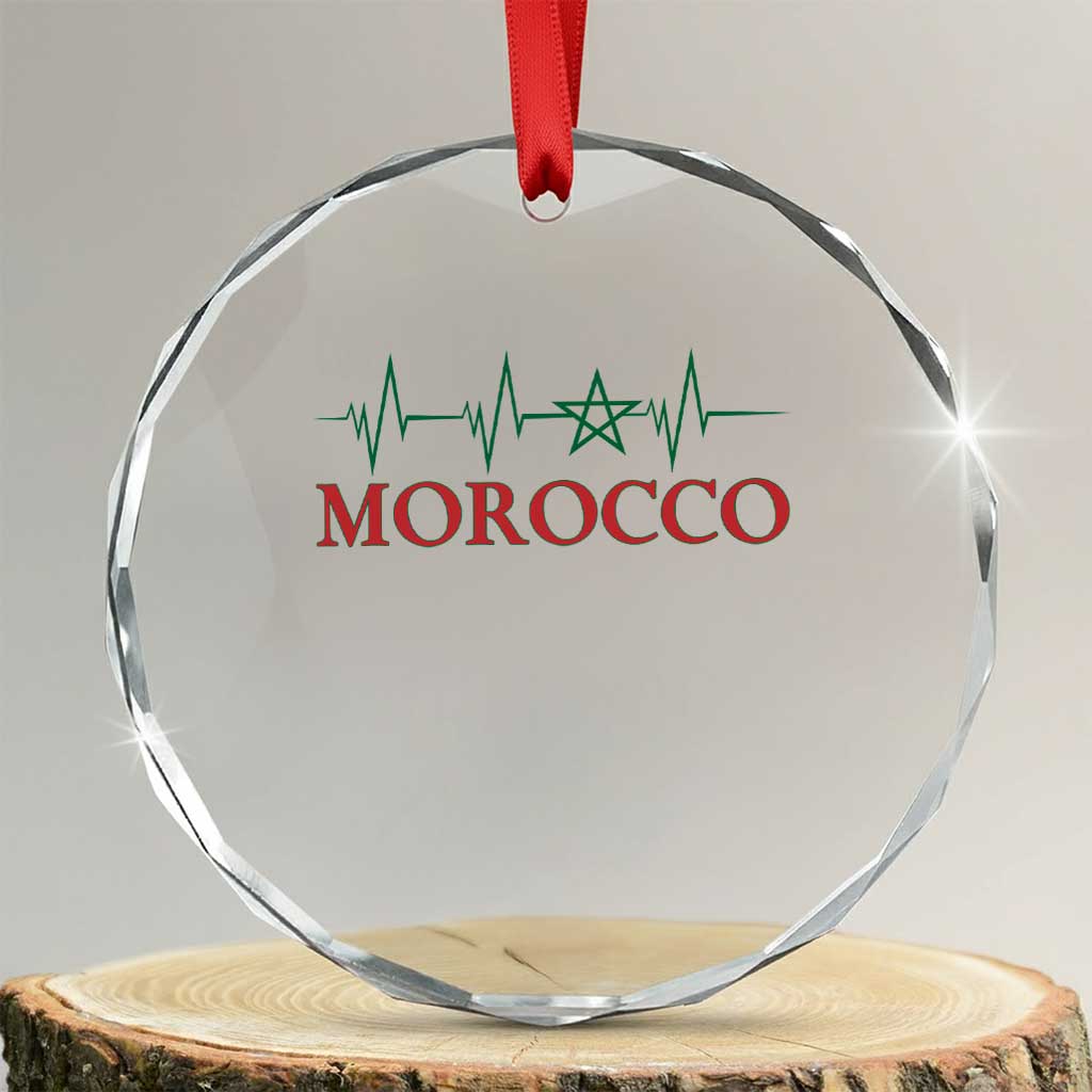 Morocco Crystal Glass Ornament Heartbeat Green Star Patriotic Pride Gift for Proud Moroccan TS10 Transparent Glass 3'' Circle Print Your Wear