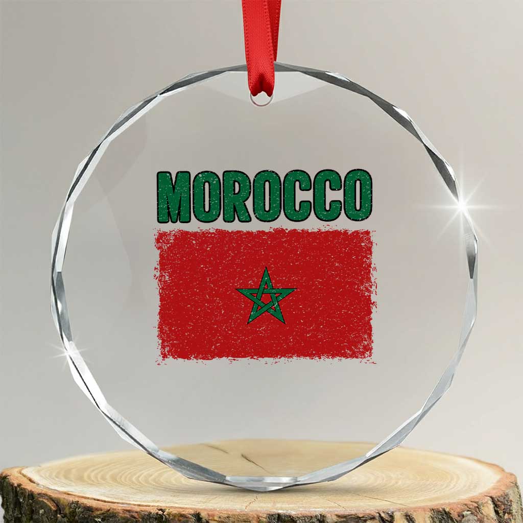 Morocco Flag Crystal Glass Ornament Vintage Distressed Patriotic Pride Gift for Proud Moroccan TS10 Transparent Glass 3'' Circle Print Your Wear