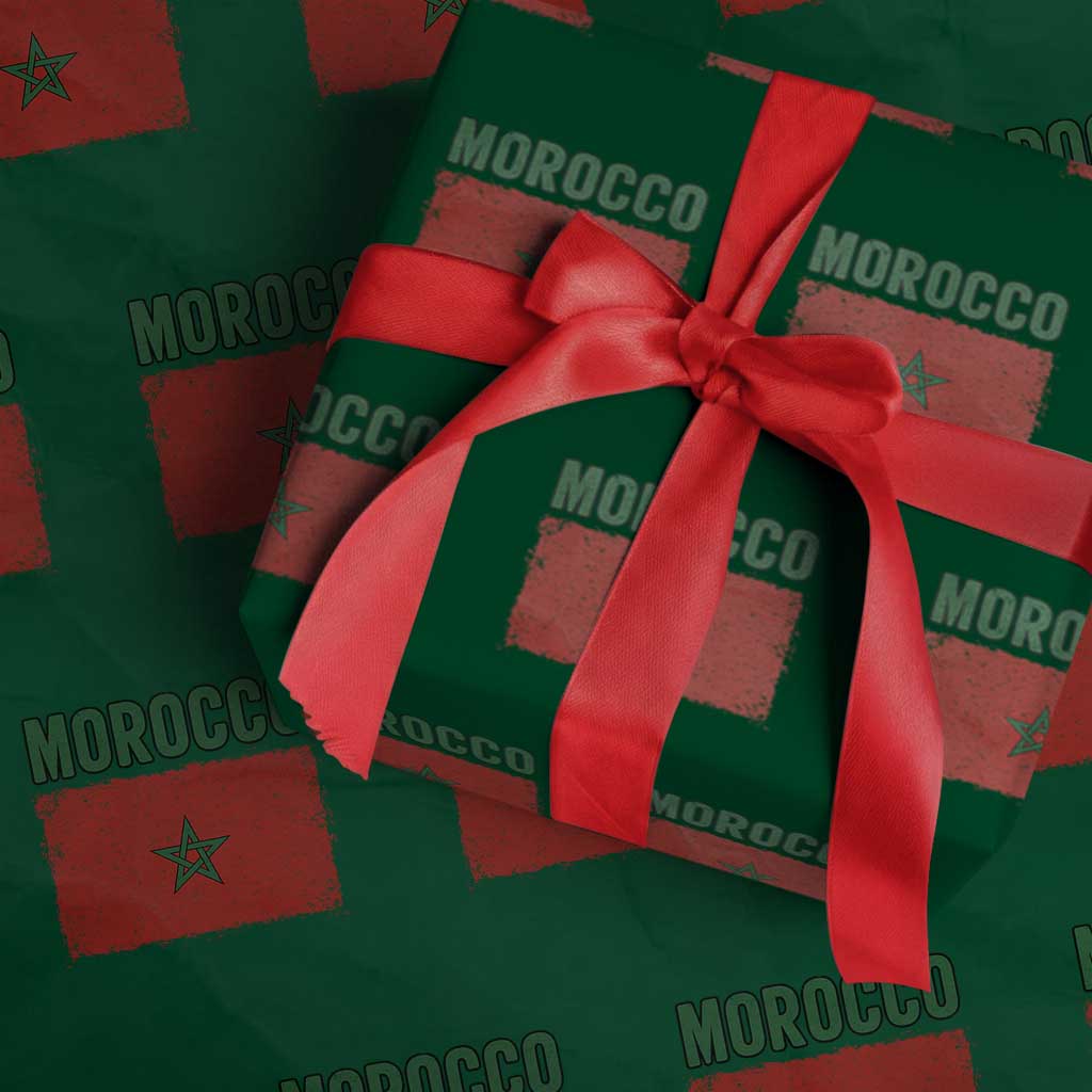 Morocco Flag Wrapping Paper Roll Vintage Distressed Patriotic Pride Gift for Proud Moroccan TS10 Green Print Your Wear