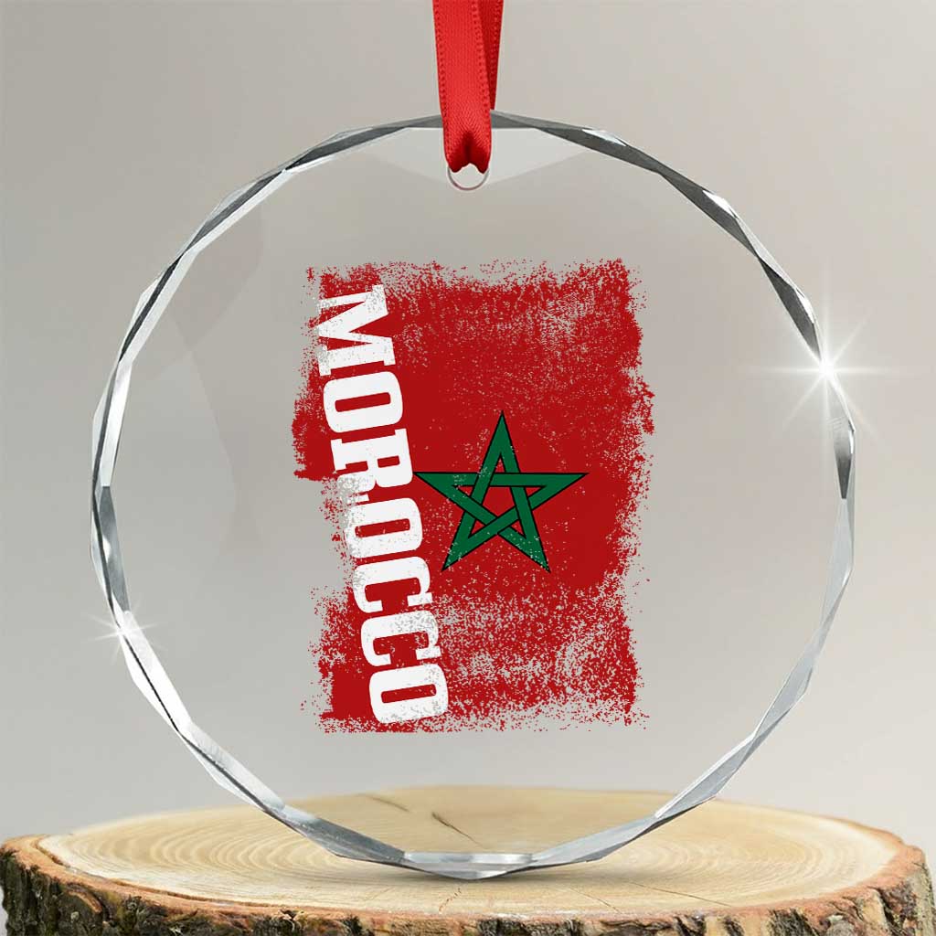 Morocco Flag Distressed Vintage Patriotic Pride Gift for Proud Moroccan Crystal Glass Ornament TS10 Transparent Glass 3'' Circle Print Your Wear