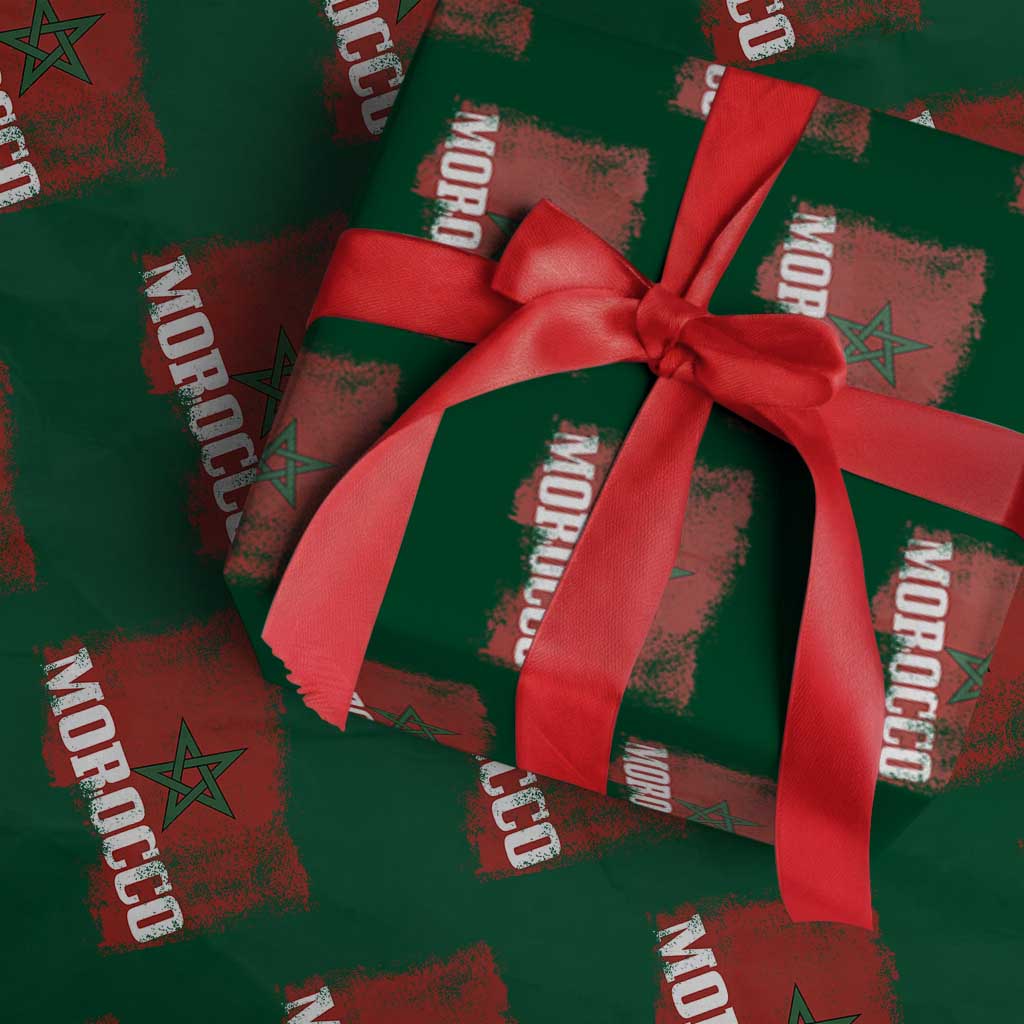 Morocco Flag Distressed Vintage Patriotic Pride Gift for Proud Moroccan Wrapping Paper Roll TS10 Green Print Your Wear