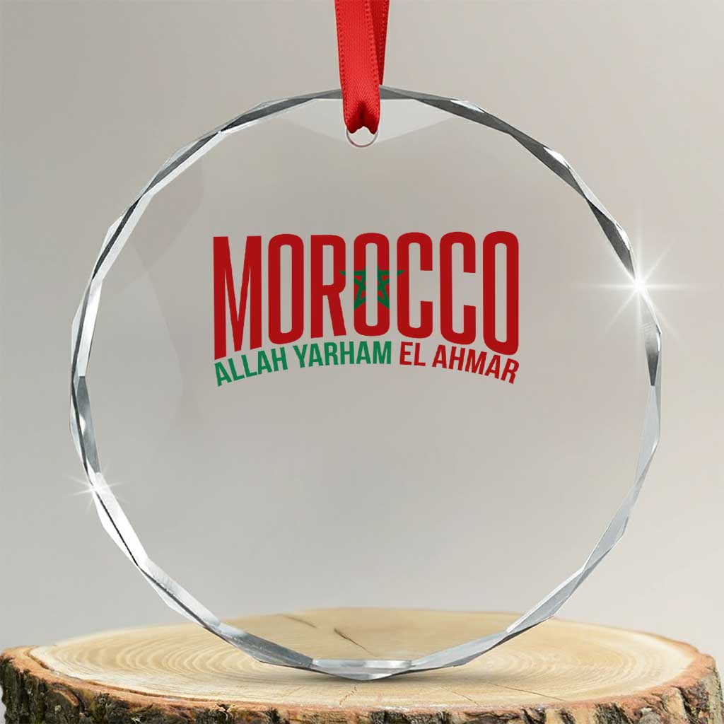 Morocco Flag Pride Allah Yarham El Ahmar Crystal Glass Ornament Moroccan Soccer Football Fans Gift TS02 Transparent Glass 3'' Circle Print Your Wear