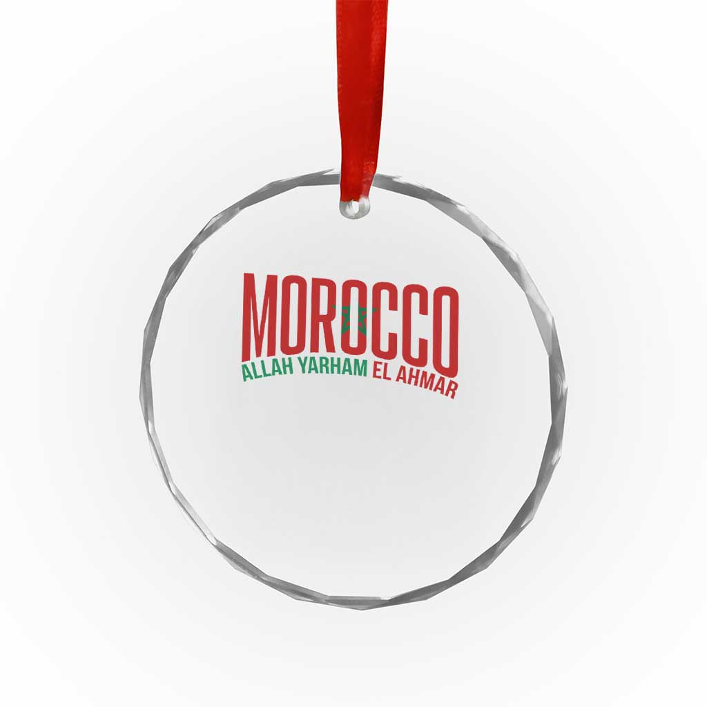 Morocco Flag Pride Allah Yarham El Ahmar Crystal Glass Ornament Moroccan Soccer Football Fans Gift