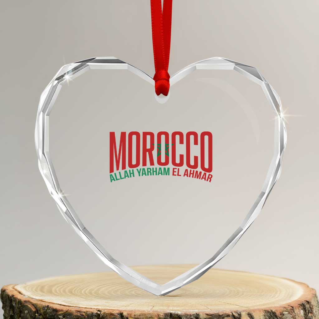 Morocco Flag Pride Allah Yarham El Ahmar Heart Crystal Glass Ornament Moroccan Soccer Football Fans Gift TS02 Transparent Glass 3'' Heart Print Your Wear
