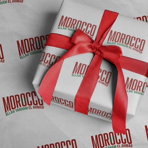 Morocco Flag Pride Allah Yarham El Ahmar Wrapping Paper Roll Moroccan Soccer Football Fans Gift TS02 White Print Your Wear