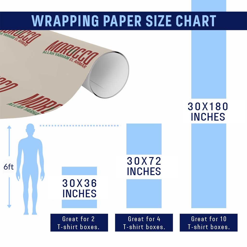 Morocco Flag Pride Allah Yarham El Ahmar Wrapping Paper Roll Moroccan Soccer Football Fans Gift TS02 Print Your Wear