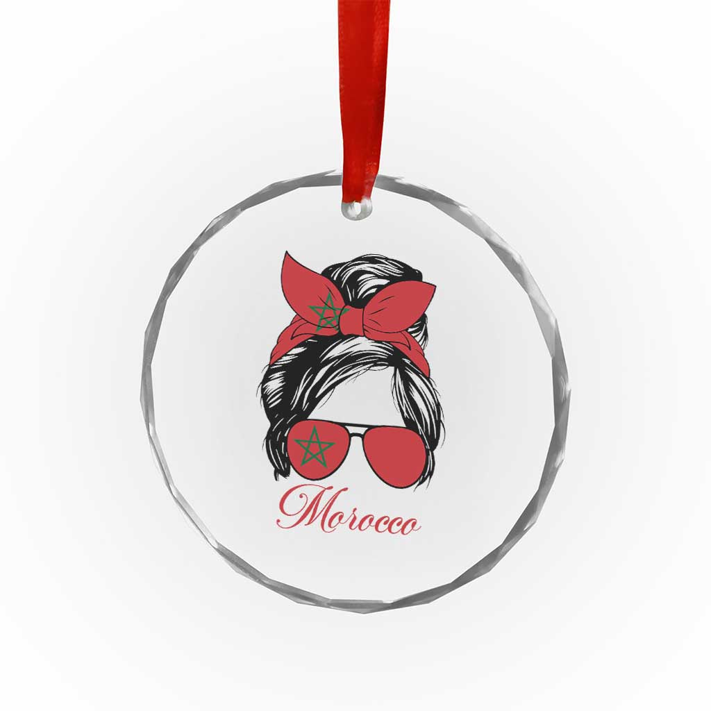 Morocco Girl Crystal Glass Ornament Moroccan Princess Morocco Flag Messy Bun TS10 Print Your Wear