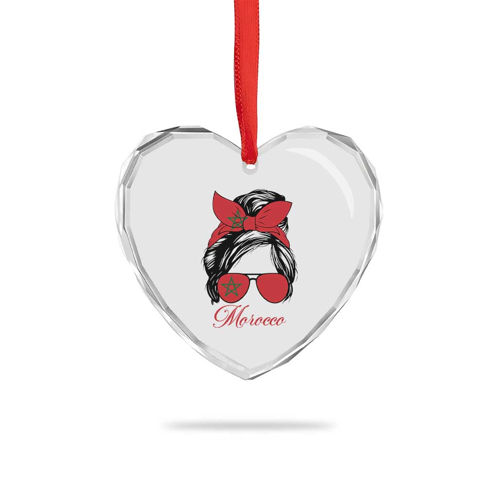 Morocco Girl Heart Crystal Glass Ornament Moroccan Princess Morocco Flag Messy Bun TS10 Print Your Wear