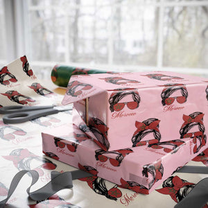 Morocco Girl Wrapping Paper Roll Moroccan Princess Morocco Flag Messy Bun TS10 Light Pink Print Your Wear