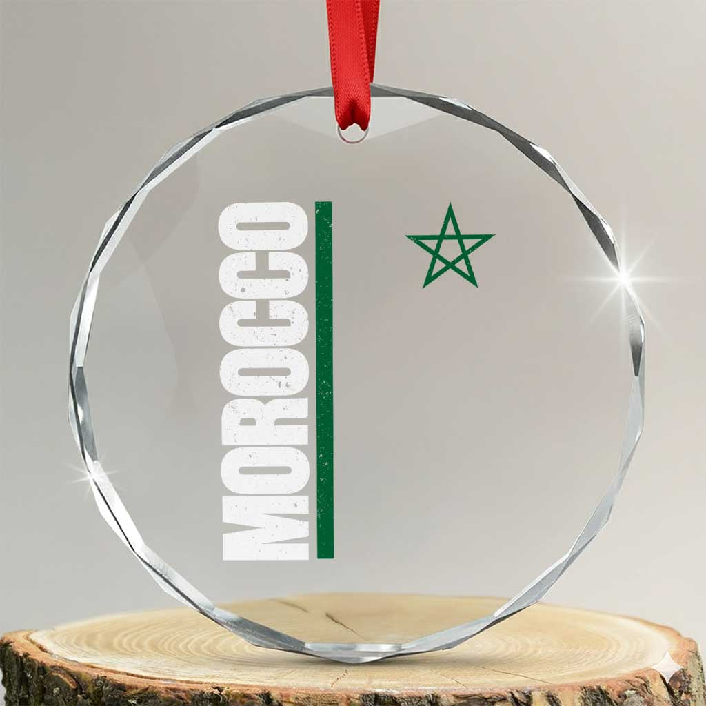 Morocco Green Star Flag Patriotic Moroccan Pride Crystal Glass Ornament TS11 Transparent Glass 3'' Circle Print Your Wear