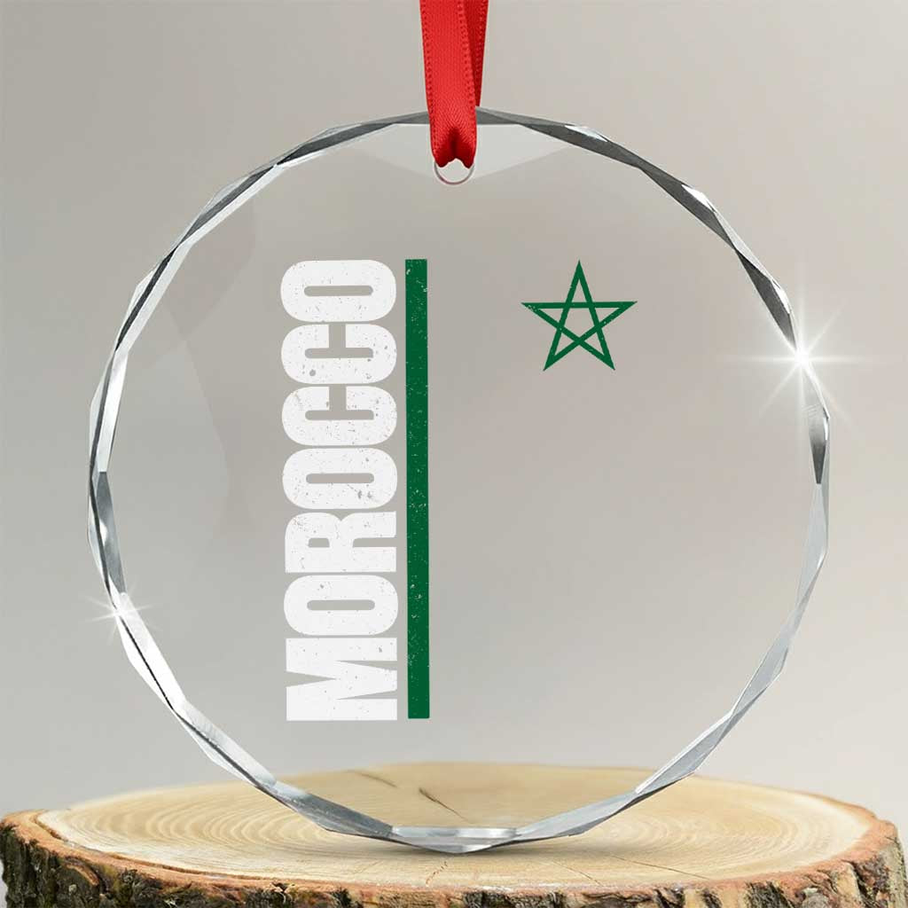 Morocco Green Star Flag Patriotic Moroccan Pride Crystal Glass Ornament TS11 Transparent Glass 3'' Circle Print Your Wear