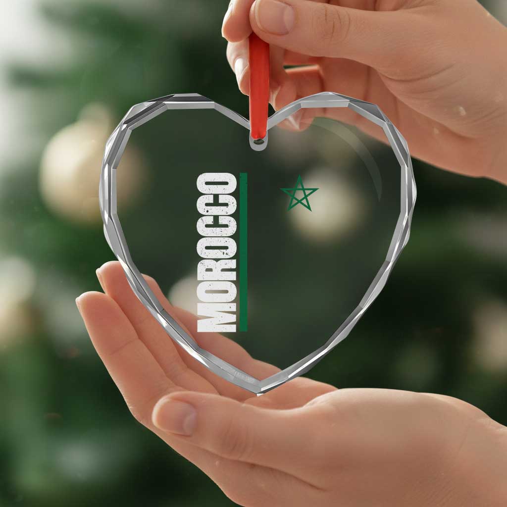 Morocco Green Star Flag Patriotic Moroccan Pride Heart Crystal Glass Ornament TS11 Print Your Wear