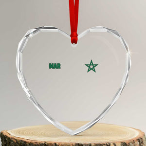 Morocco Heart Crystal Glass Ornament Green Star Minimalist Patriotic Pride Gift for Proud Moroccan TS10 Transparent Glass 3'' Heart Print Your Wear