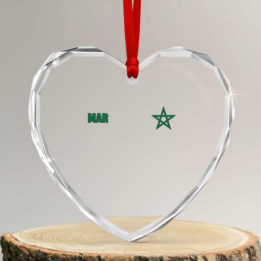 Morocco Heart Crystal Glass Ornament Green Star Minimalist Patriotic Pride Gift for Proud Moroccan TS10 Transparent Glass 3'' Heart Print Your Wear