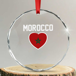 Morocco Heart Flag Crystal Glass Ornament Patriotic Love Gift for Proud Moroccan