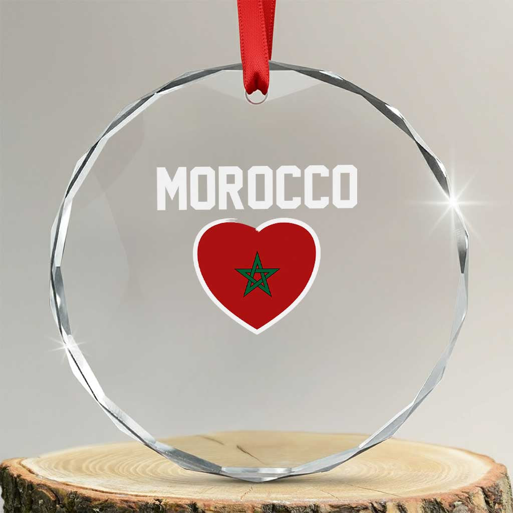 Morocco Heart Flag Crystal Glass Ornament Patriotic Love Gift for Proud Moroccan TS10 Transparent Glass 3'' Circle Print Your Wear