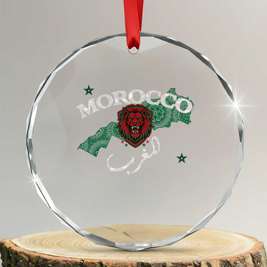 Morocco Lion Maghrib Moroccan Spirit Heritage Crystal Glass Ornament TS02 Transparent Glass 3'' Circle Print Your Wear