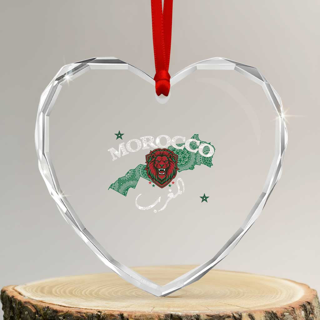 Morocco Lion Maghrib Moroccan Spirit Heritage Heart Crystal Glass Ornament TS02 Transparent Glass 3'' Heart Print Your Wear