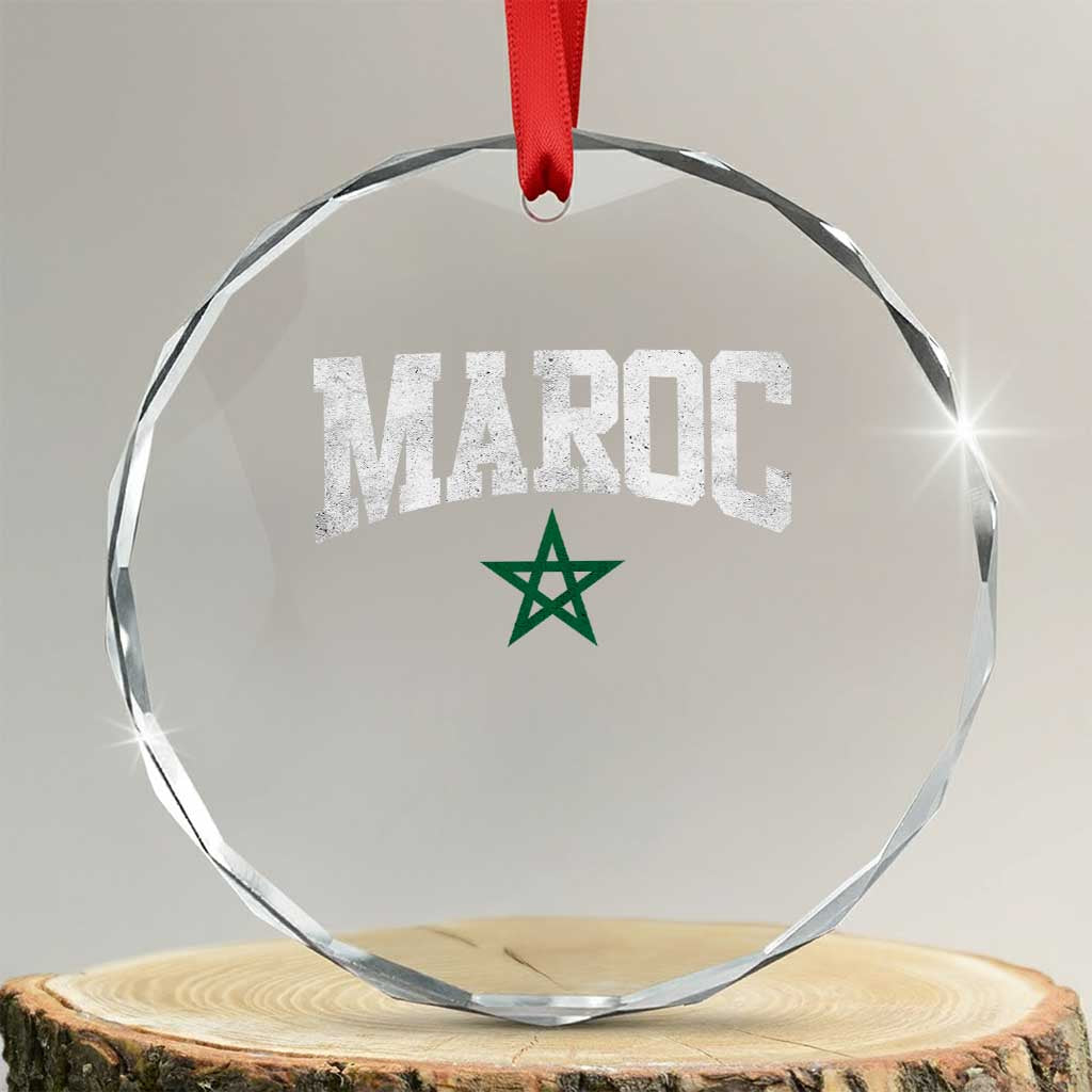 Morocco Maroc Pride Crystal Glass Ornament Moroccan Heritage Vintage Green Star TS11 Transparent Glass 3'' Circle Print Your Wear