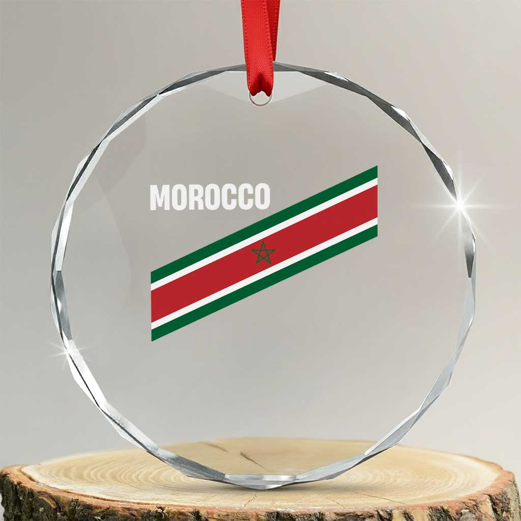 Morocco Moroccan Flag Crystal Glass Ornament Green Star Maroc Stripes TS11 Transparent Glass 3'' Circle Print Your Wear