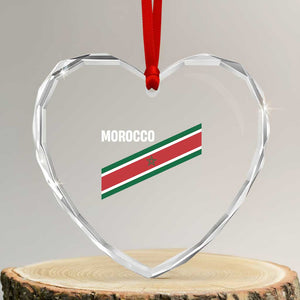 Morocco Moroccan Flag Heart Crystal Glass Ornament Green Star Maroc Stripes TS11 Transparent Glass 3'' Heart Print Your Wear