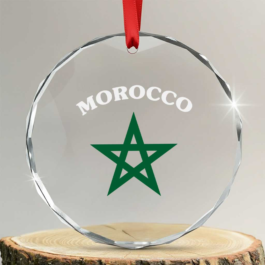 Morocco Pride Flag Star Crystal Glass Ornament Patriotic Moroccan Heritage Souvenir TS02 Transparent Glass 3'' Circle Print Your Wear