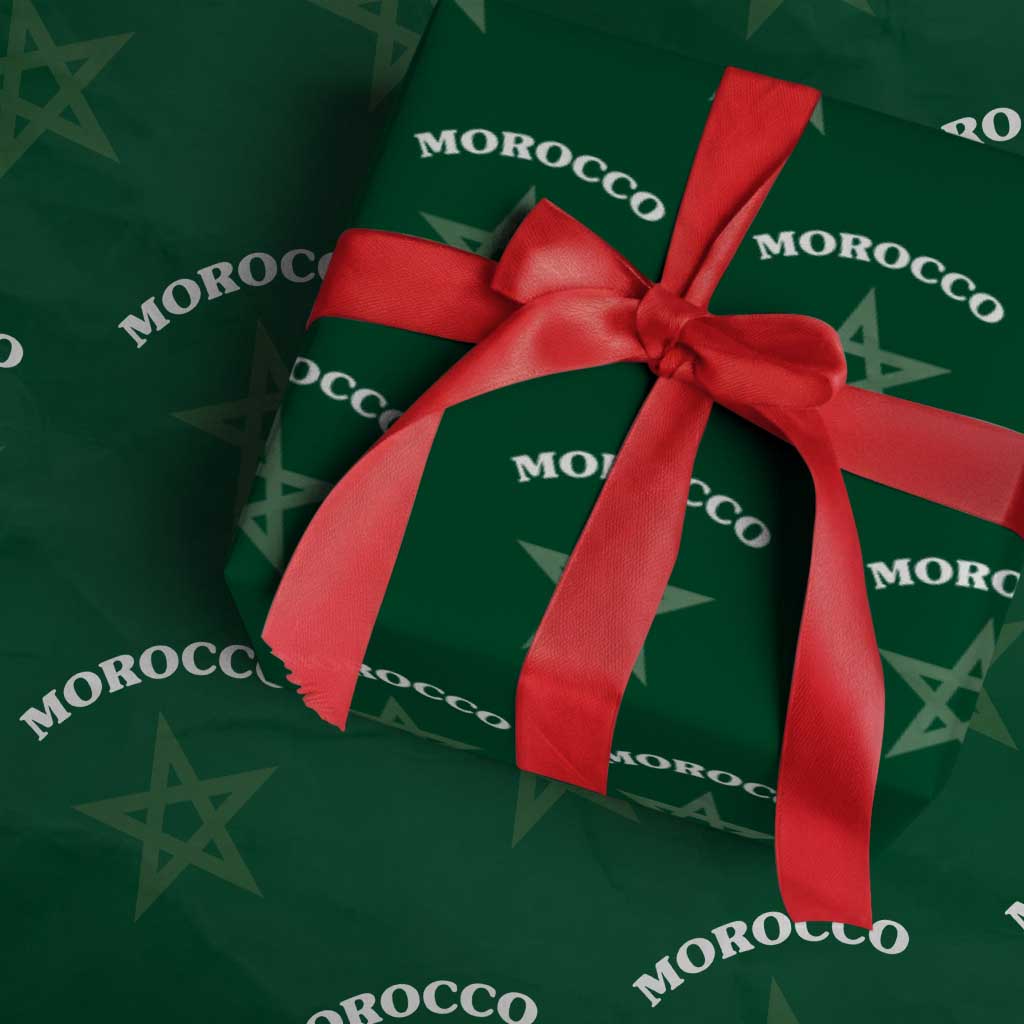 Morocco Pride Flag Star Wrapping Paper Roll Patriotic Moroccan Heritage Souvenir TS02 Green Print Your Wear