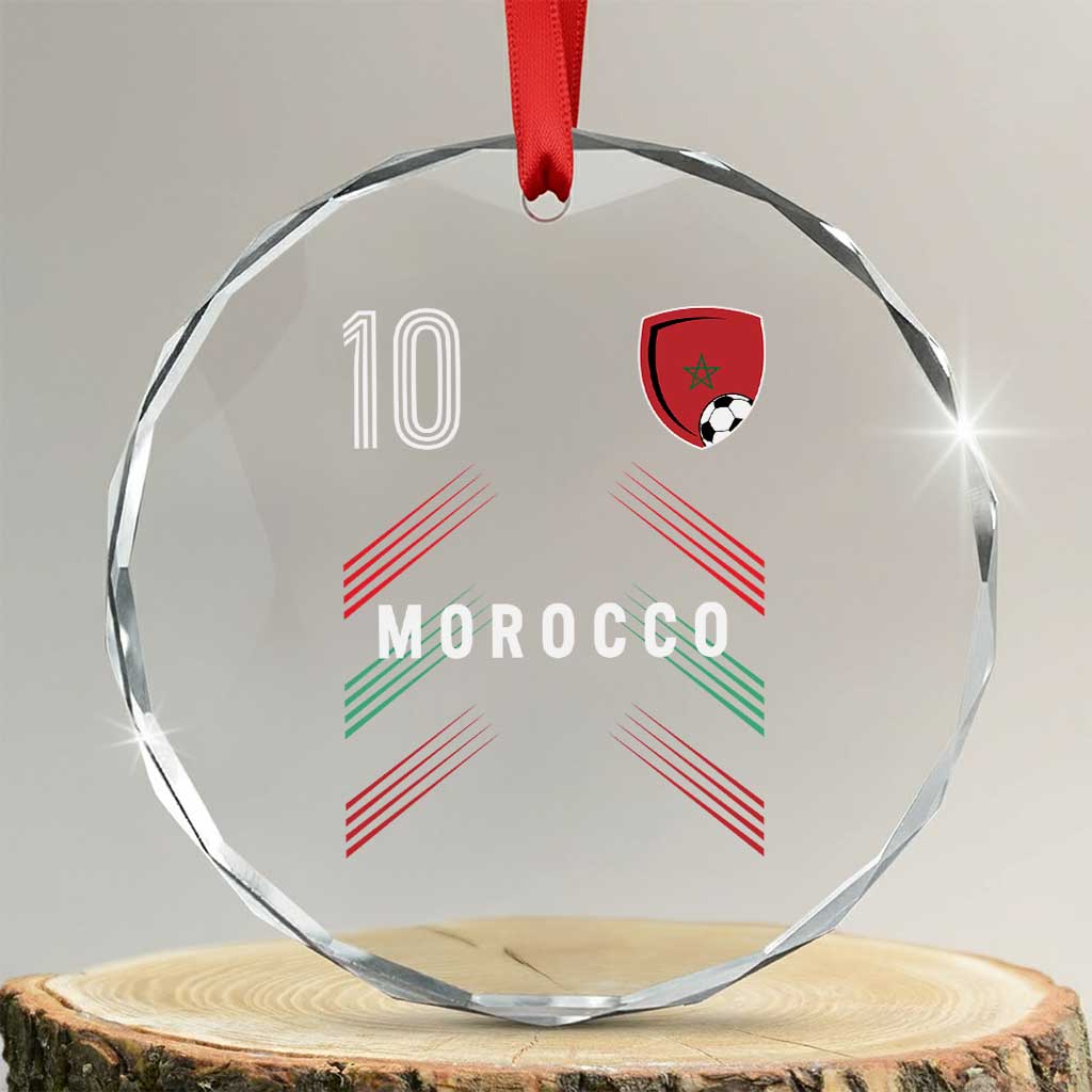 Morocco Soccer Sports Graphic Number 10 Jersey Style Crystal Glass Ornament Proud Moroccan Football Fans Game Day Maghreb Pride TS02 Transparent Glass 3'' Circle Print Your Wear