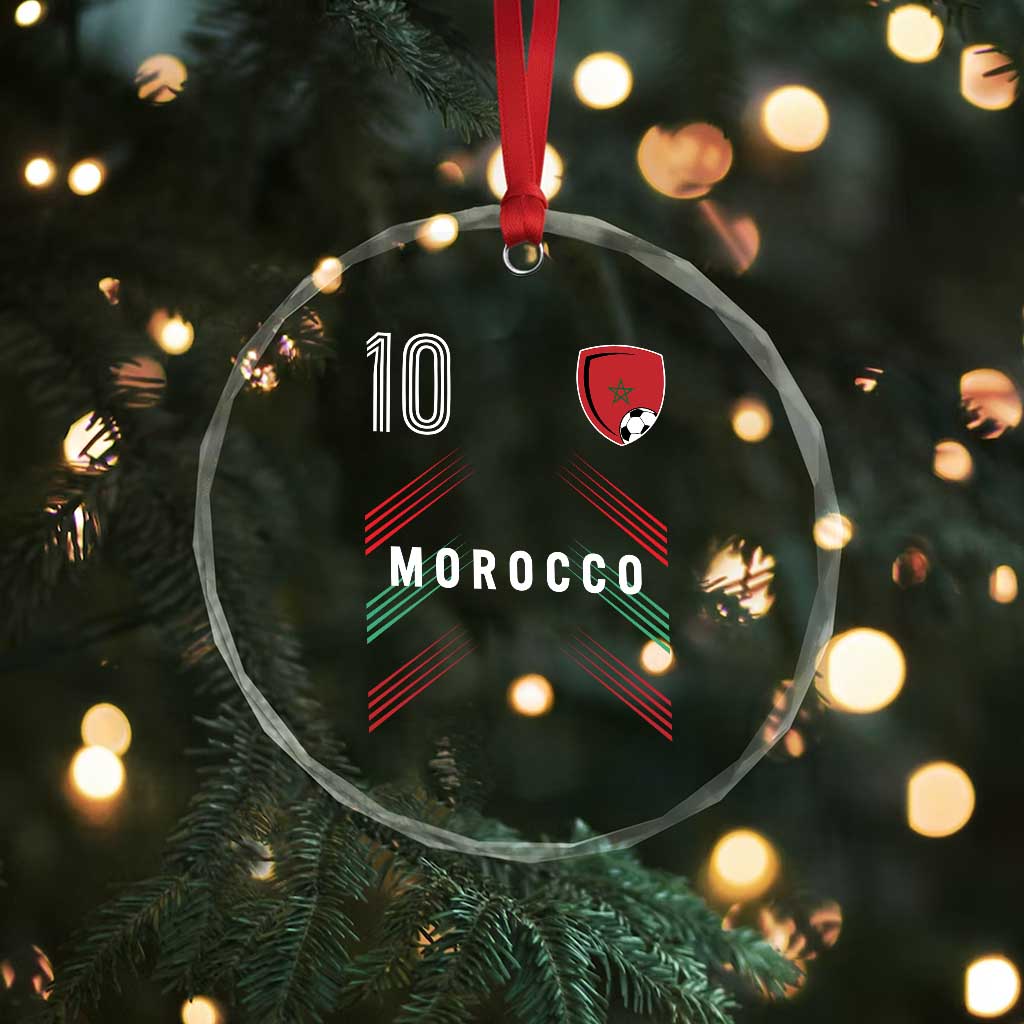 Morocco Soccer Sports Graphic Number 10 Jersey Style Crystal Glass Ornament Proud Moroccan Football Fans Game Day Maghreb Pride