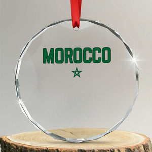 Morocco Star Flag Minimalist Moroccan Pride Crystal Glass Ornament