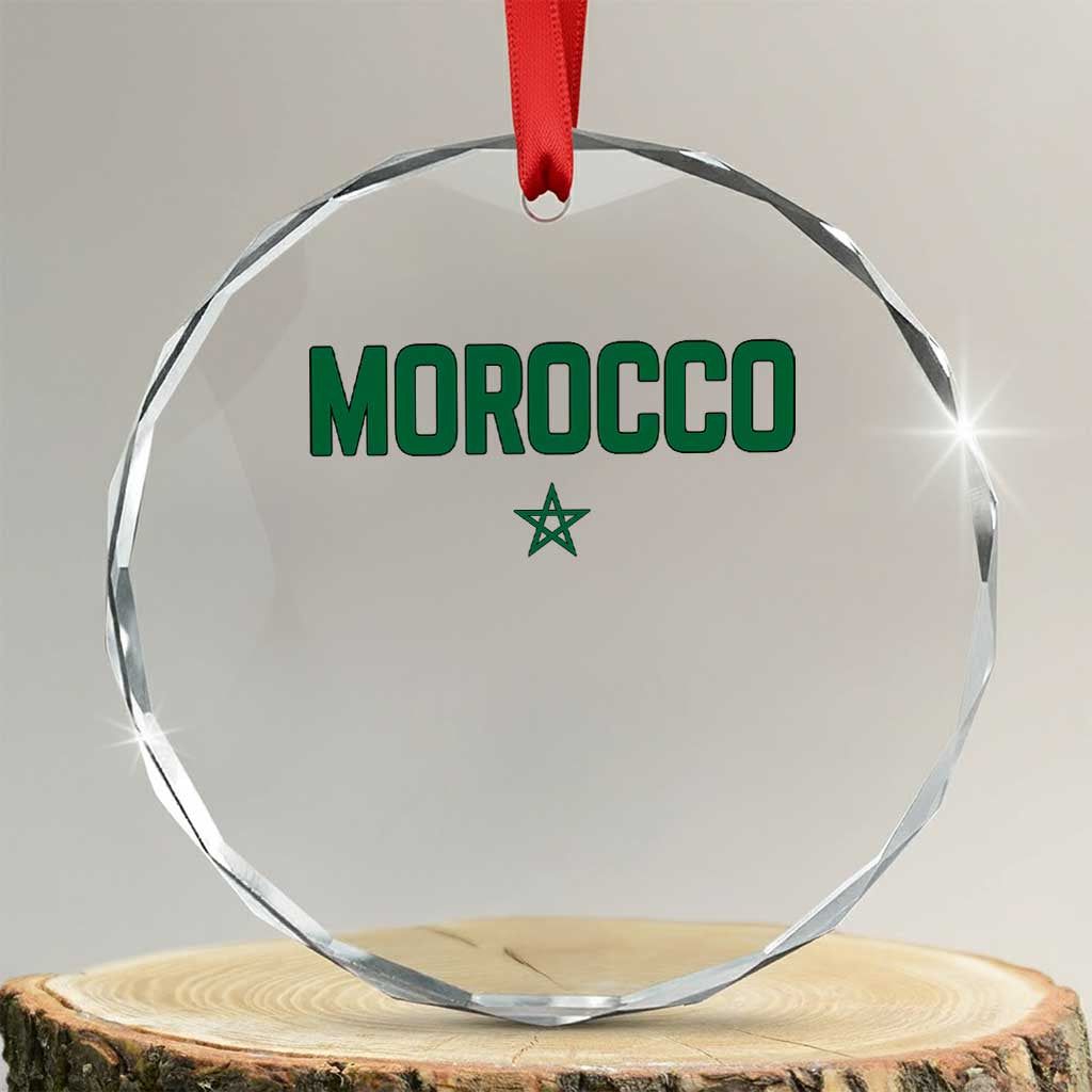 Morocco Star Flag Minimalist Moroccan Pride Crystal Glass Ornament TS02 Transparent Glass 3'' Circle Print Your Wear