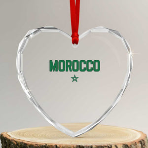 Morocco Star Flag Minimalist Moroccan Pride Heart Crystal Glass Ornament TS02 Transparent Glass 3'' Heart Print Your Wear