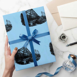 Mother Road Adventure Graphic Wrapping Paper Roll Vintage Route Highway 66 Bridge TS12 Light Blue Print Your Wear
