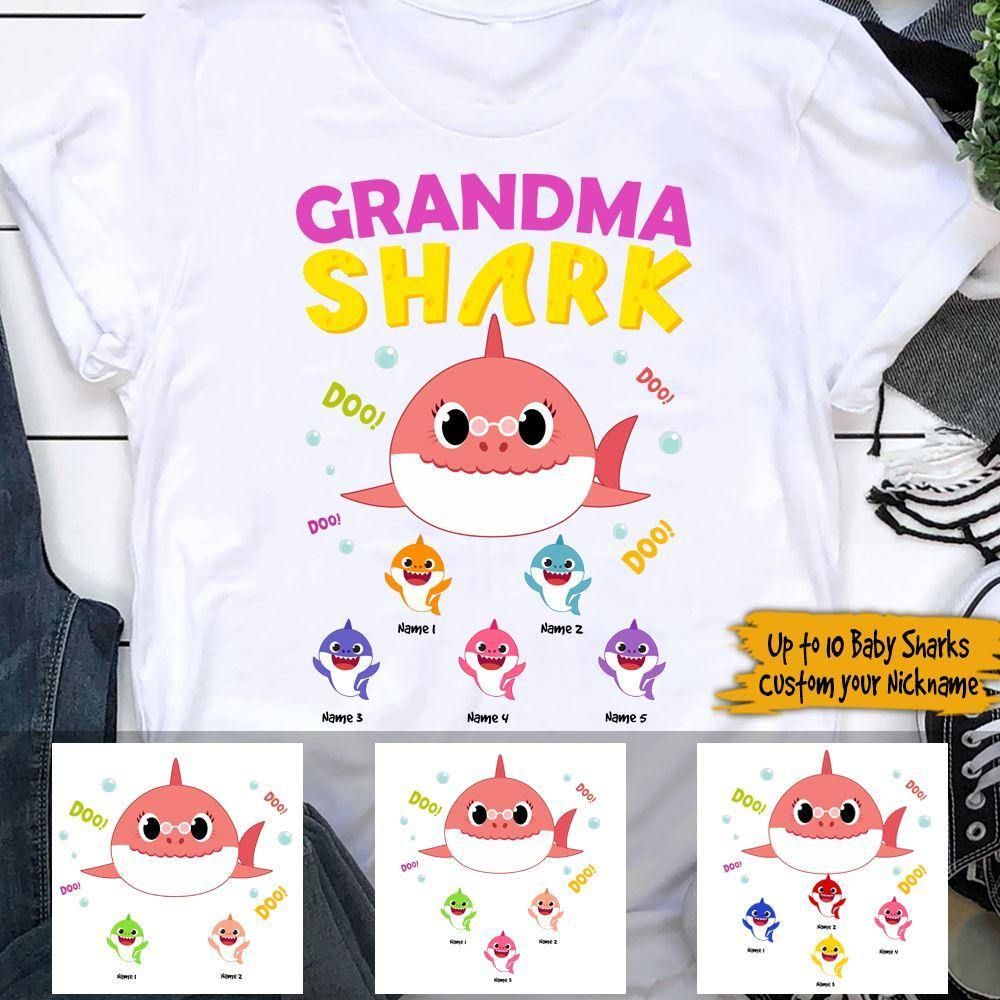 Personalized T Shirt Grandma Shark Doo Doo CTM Youth Custom - Printyourwear