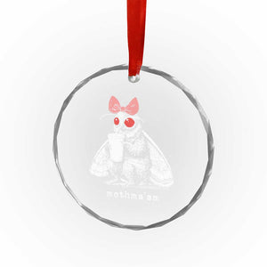 Mothma'am Pink Bow Cryptid Spooky Crystal Glass Ornament Funny Cute Coquette Mothman Legend Graphic