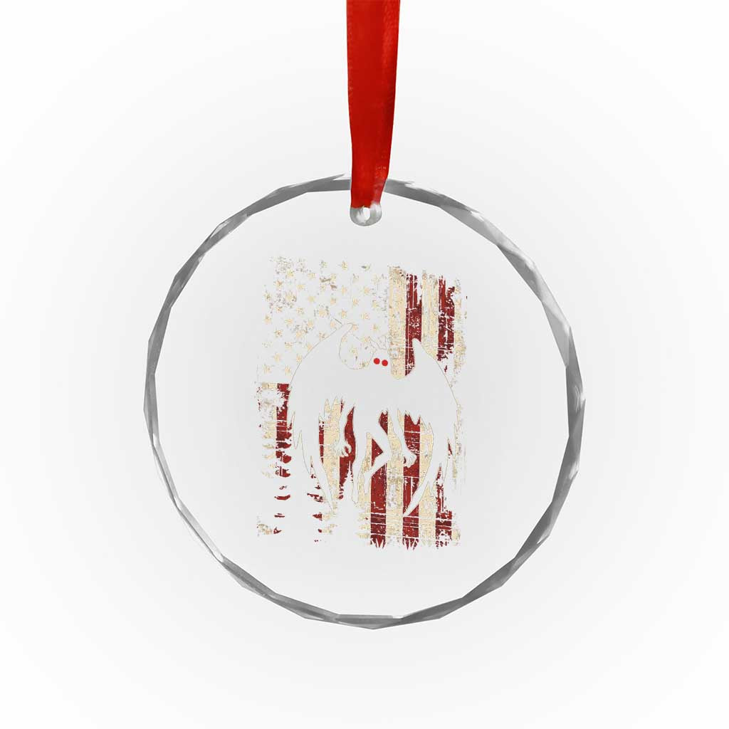 Mothman American Flag Patriotic Cryptid Creature Crystal Glass Ornament