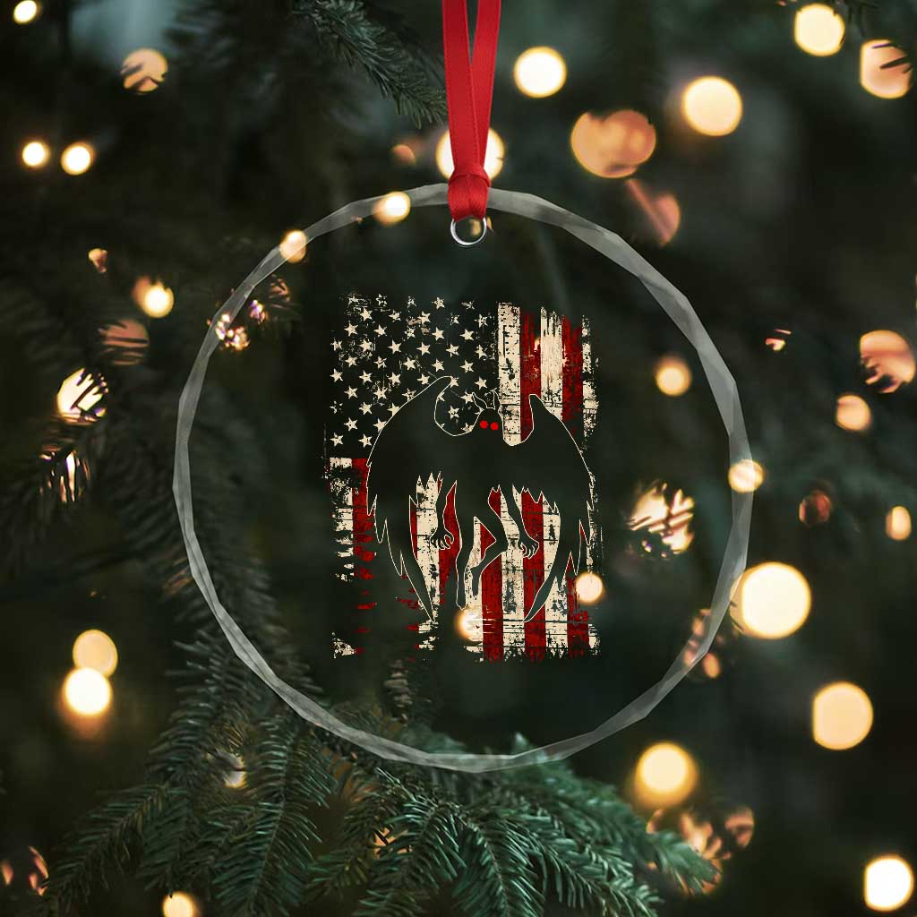 Mothman American Flag Patriotic Cryptid Creature Crystal Glass Ornament