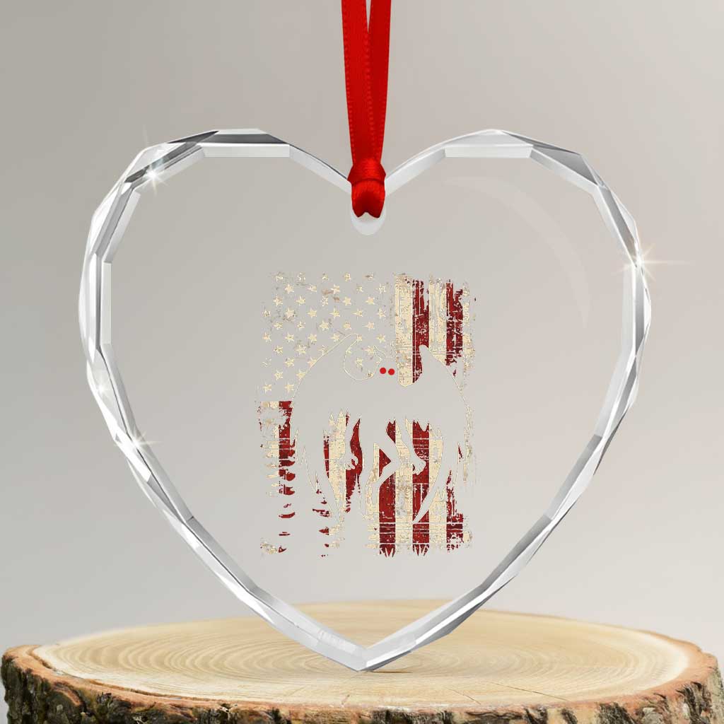 Mothman American Flag Patriotic Cryptid Creature Heart Crystal Glass Ornament TS11 Transparent Glass 3'' Heart Print Your Wear