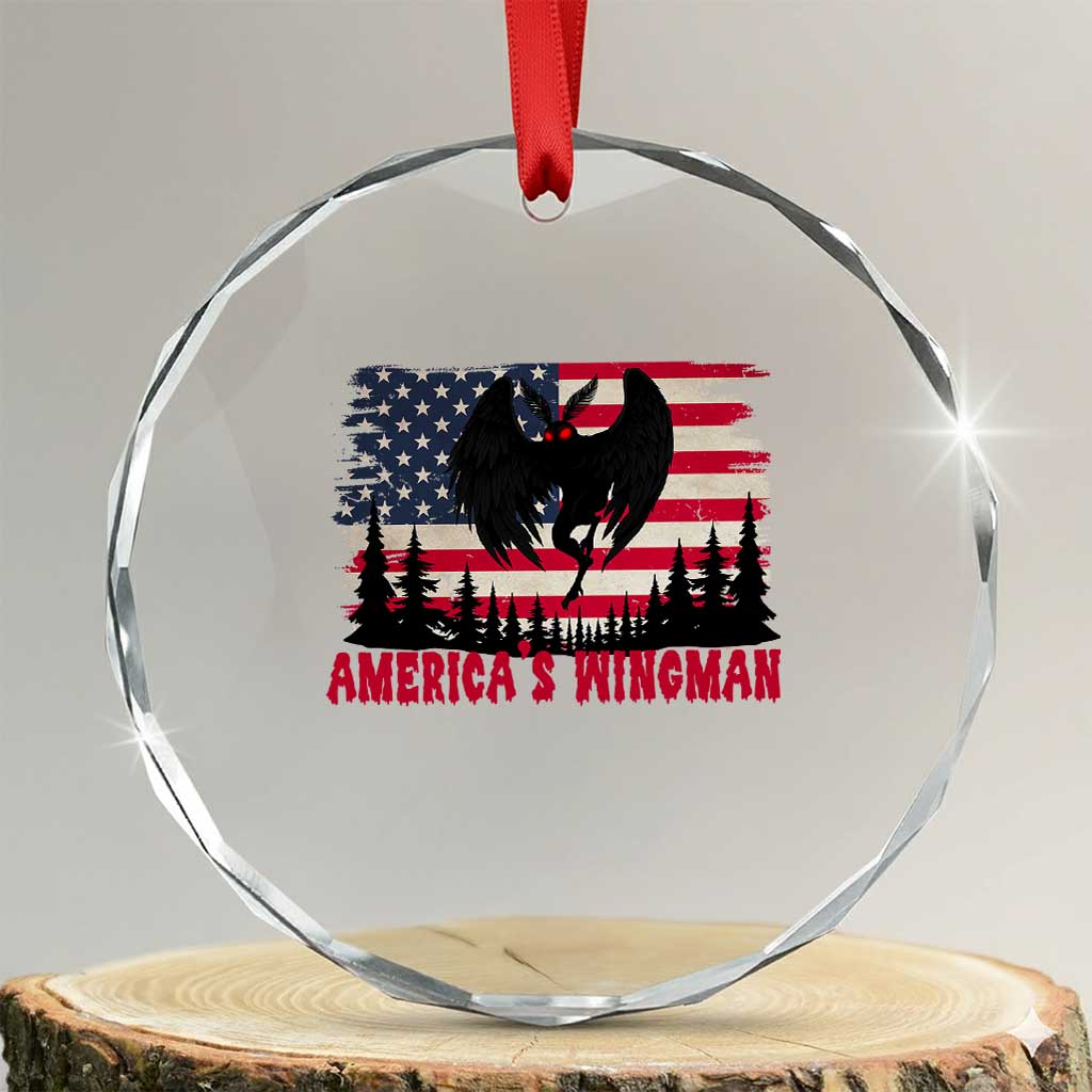 Mothman Americas Wingman Crystal Glass Ornament Funny Patriotic Cryptid TS12 Transparent Glass 3'' Circle Print Your Wear