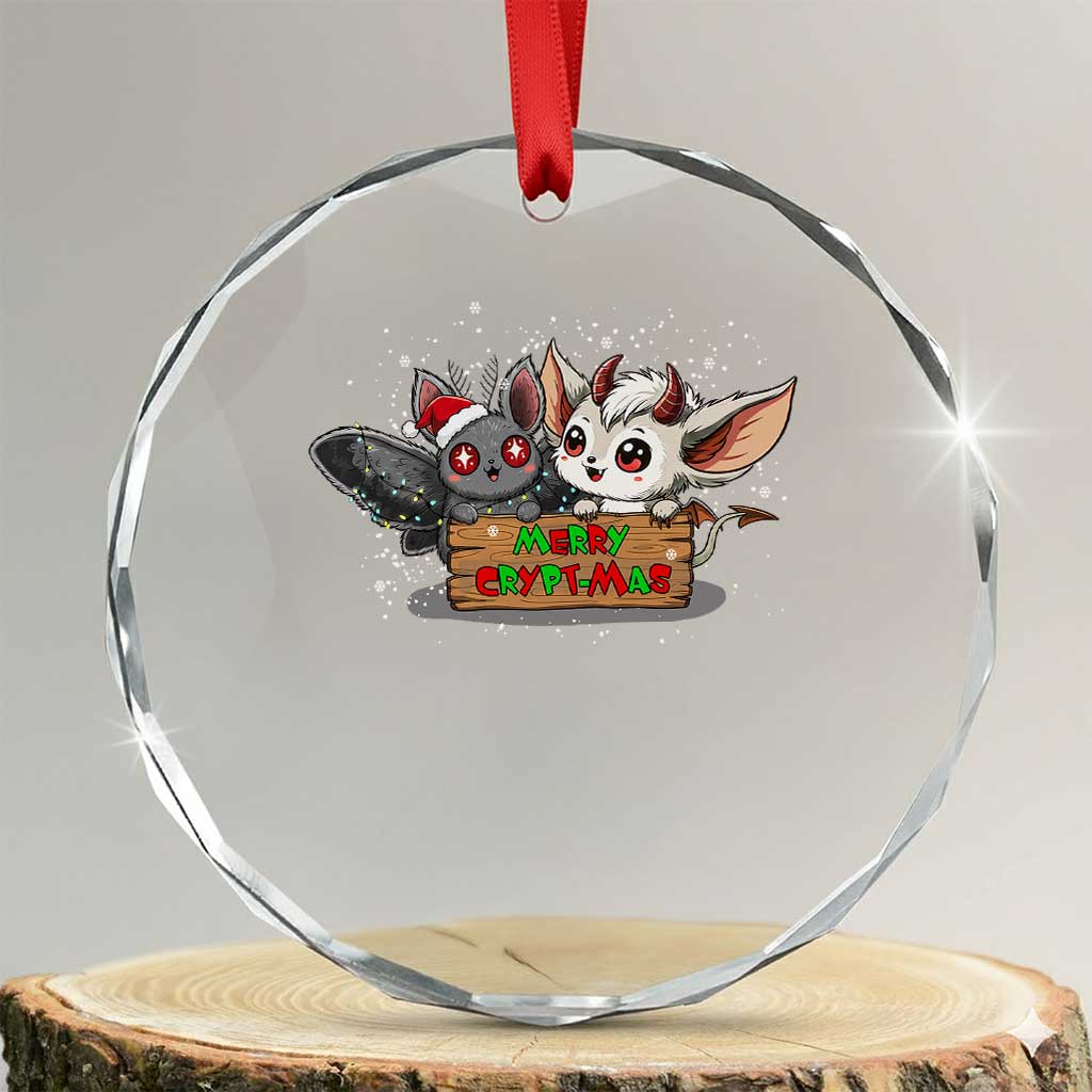 Mothman And Jersey Devil Crystal Glass Ornament Merry Cryptmas Funny Holiday Gift TS12 Transparent Glass 3'' Circle Print Your Wear