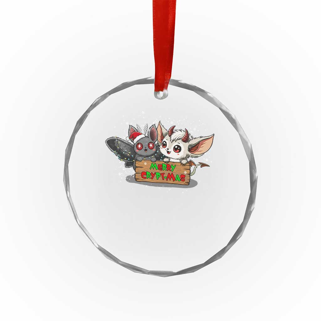 Mothman And Jersey Devil Crystal Glass Ornament Merry Cryptmas Funny Holiday Gift TS12 Transparent Glass 3'' Circle Print Your Wear