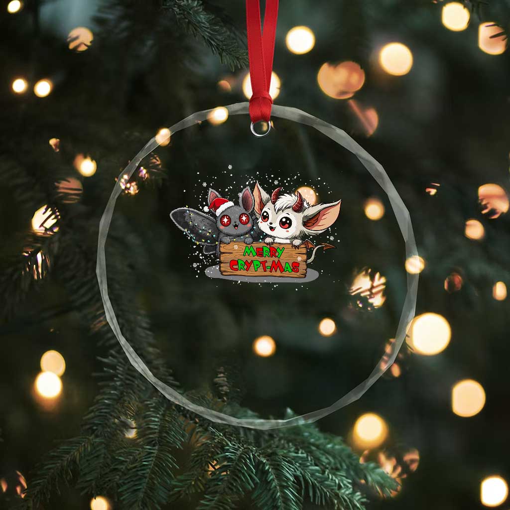 Mothman And Jersey Devil Crystal Glass Ornament Merry Cryptmas Funny Holiday Gift TS12 Print Your Wear