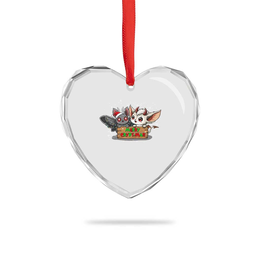 Mothman And Jersey Devil Heart Crystal Glass Ornament Merry Cryptmas Funny Holiday Gift TS12 Print Your Wear